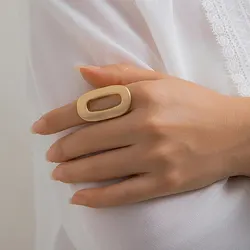 Exquisite Geometric Oval Adjustable Statement Ring (Gold color 2)