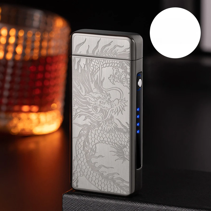 Gold Extra Large Arc Ciga Lighter USB Charging Lighter Plasma Cigar Lighter Windproof Flame Electronic Lighter 5