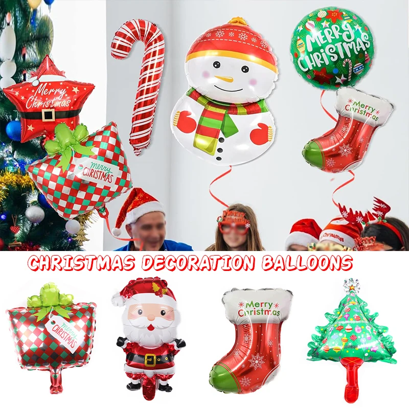 

10PCS Merry Christmas Foil Balloons Santa Claus Snowman Elk Xmas Kid Party Decor Balloons for The Christmas Party