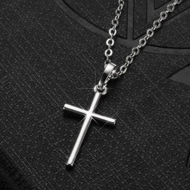 Fashion Christian Jesus Cross Necklaces Silver Color Long Chain Simple Pendants For Women Men Jewelry Gifts Dropshipping 2