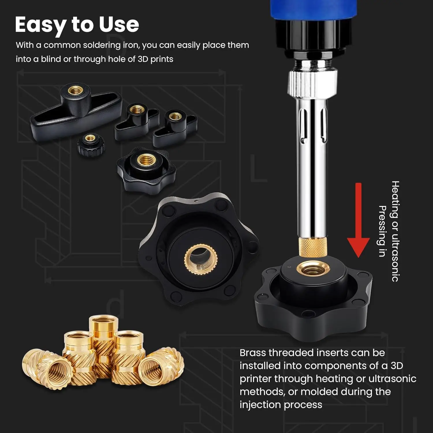 Brass Hot Melt Insert Knurled Nut M2 M2.5 M3 M4 M5 M6 Thread Heat Molding Double Twill Injection Embedment Nut For 3D Printer