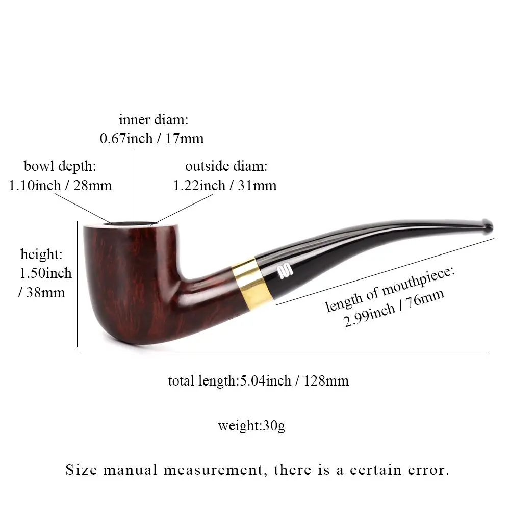 Small Portable Briarwood Pipe With Spare Smoking Tip Cleaning Kit For 9mm smoking filter
