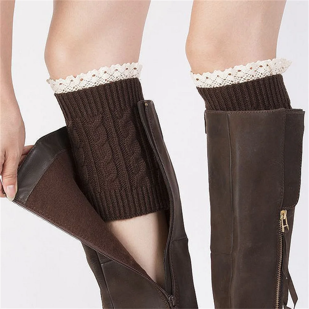 

Fashion Leg Warmers Women Solid Warm Knee High Winter Knit Solid Crochet Leg Warmer Socks Warm Boot Cuffs Long Socks Boot Cover