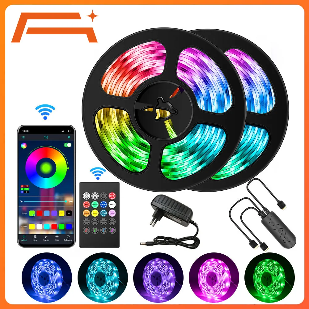 ColorRGB, LED Light Strip, Music Synchronized Color Changing RGB5050 ,Phone  App Remote Control , LED Light Rope 6M 12M 15M