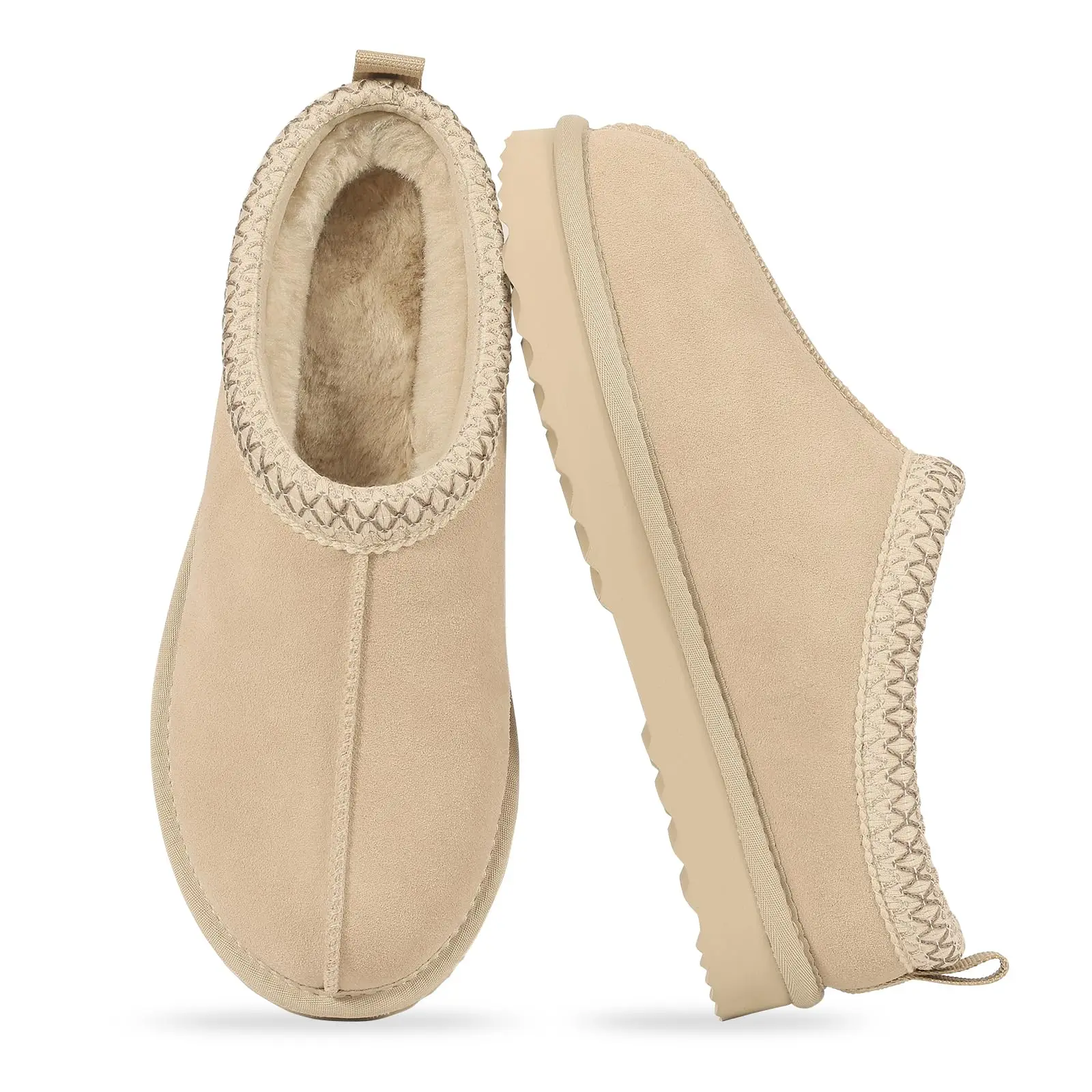 Smile PoP Genuine Suede Women Slippers Fashion Women Fuzzy House Slippers Water Resistant Fur Women's Slippers Soft Women Shoes 4