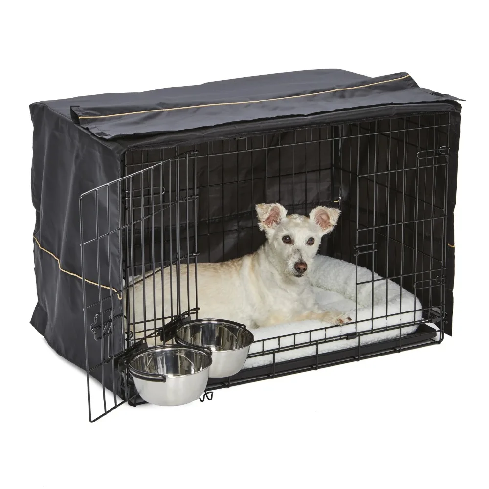

Dog Cage, Dog Nest Entry Kit, Metal Kennel with Pet Bed and Bowl, Dog Box