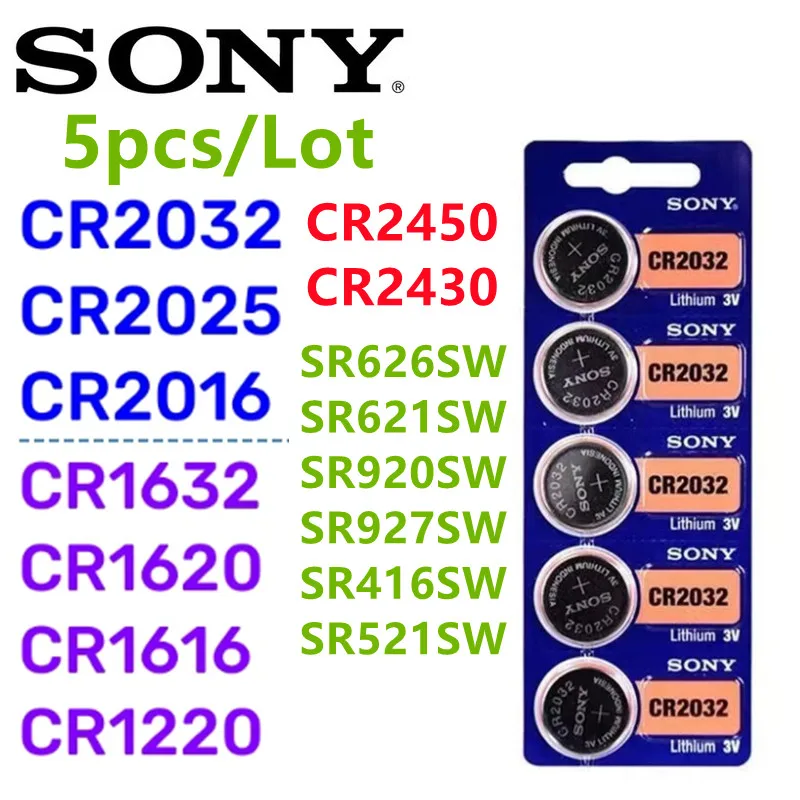 Battery 5Pcs Original SONY CR2032 CR1632 CR1220 CR1620 CR2450 CR2430 371 SR920SW 377 SR626SW 364 SR621 399 SR927SW vacuum cleaner battery,remote control battery,lithium ion battery,controller battery,gamepad battery,game console battery,bluetooth earphone battery,replacement battery