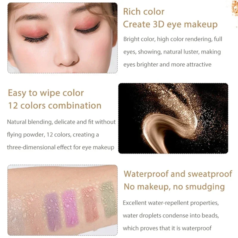 12 Colors Eyeshadow Pencil Set Waterproof Long Lasting Glitter Shimmer Eye Shadow Pen Highlighter Stick Lying Silkworm Makeup eye shadow eyeshadow stick eye shadow stick