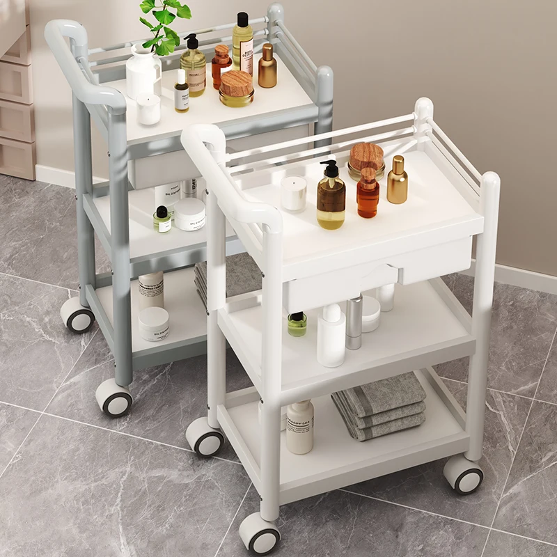 Cosmetic Rolling Beauty Salon Trolley Manicure Tattoo Lash Tea Salon Trolley Spa Pedicure Carrito Auxiliar Salon Furniture WKST