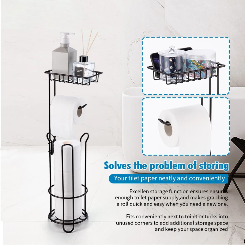 Bathroom Toilet Paper Holder Stainless Steel Paper Roll Rack Multifunctional Storage Shelf Holds Cell Phone Bathroom Accessories toilet paper holder