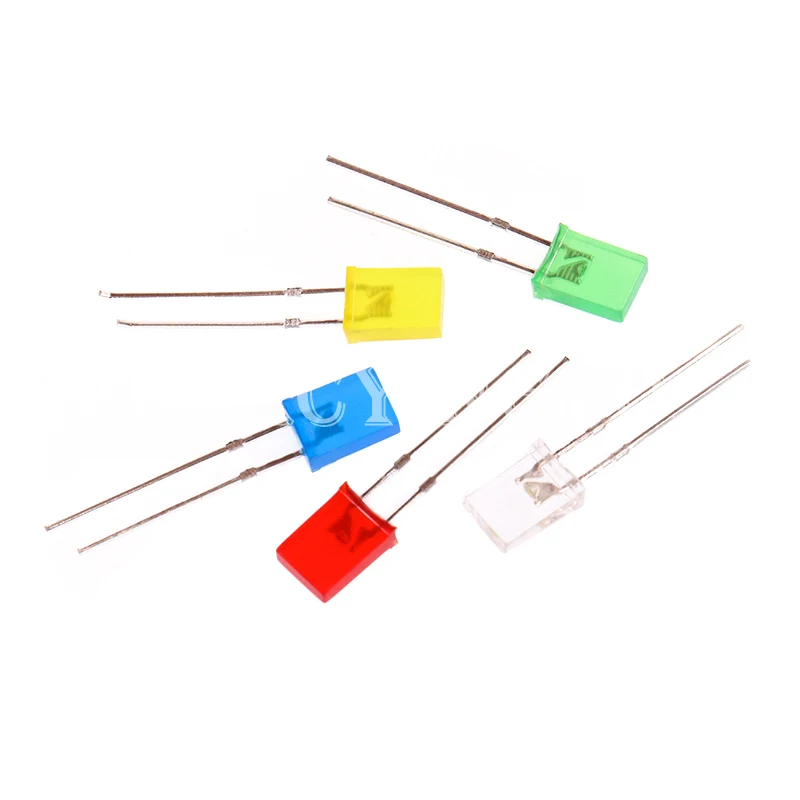 Diode électroluminescente LED carrée, perles de lampe en ligne, kit de bricolage, blanc, rouge, jaune, bleu, vert, 2x3x4, 2x5x7, 5 documents, 2x3x100x5x7, 4/2 pièces