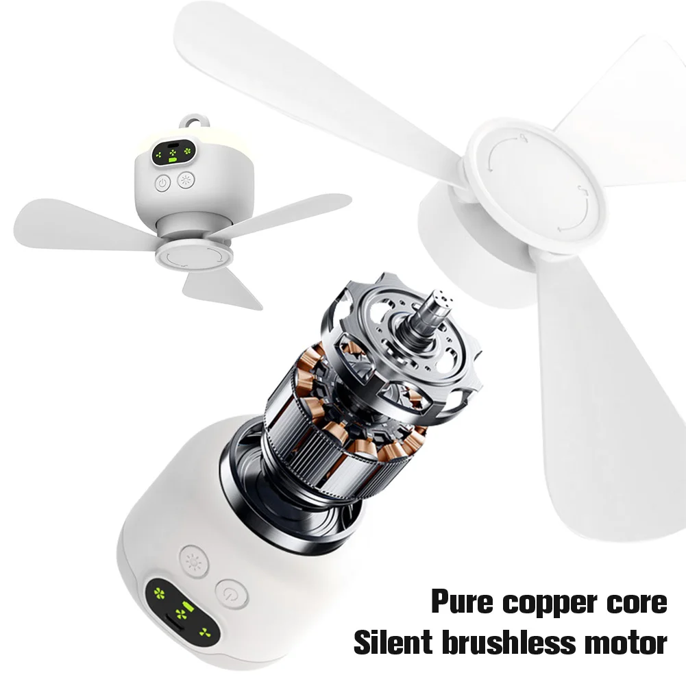Portable Wireless Ceiling Fan Light Rechargeable Camping Fan with Remote Control Tent Fan Outdoor Fan for Outdoor Camping — view 3