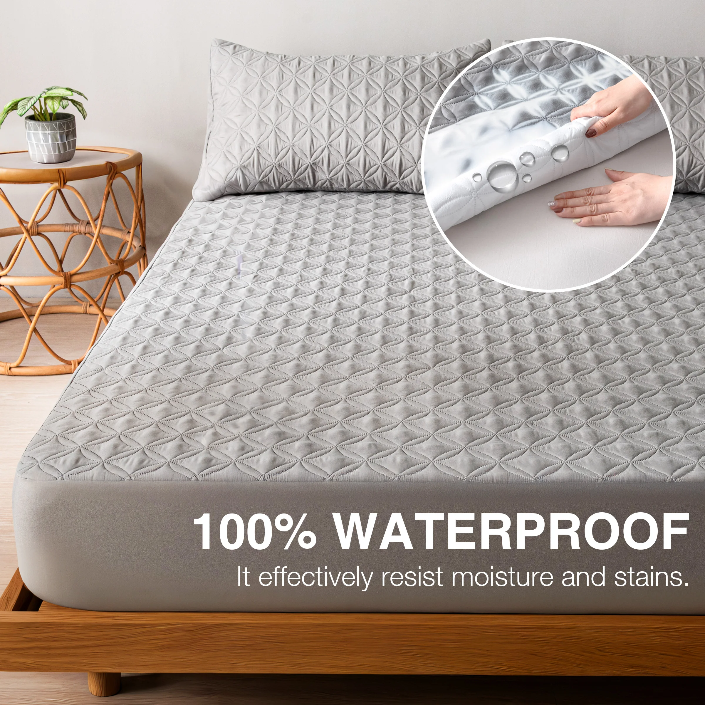 Deluxe Quilted Waterproof Mattress Protector - Noiseless & Breathable with Deep Pocket Design