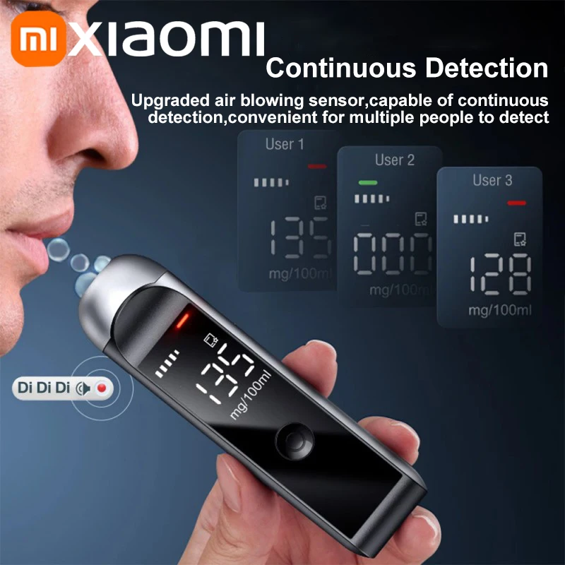 Alcohol Tester Breath Alcohol Tester Xiaomi Automatic Alcohol Tester Professional Breath Alcohol Tester Rechargeable Breathalyzer Test Tools 2025 Newest