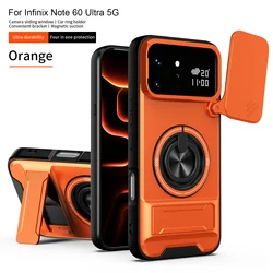 Magsafe Magnetic Fold Holder Military Armor Case with Camera Protection for Infinix Note 60 Ultra (SJia - Orange)