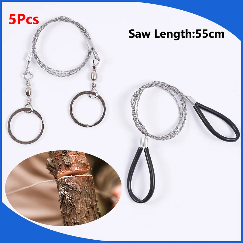 

5Pcs 55cm Steel Metal Manual Chain Saw Portable Woodworking String Wire Saw Scroll Outdoor Emergency Travel Camping Hand Tools