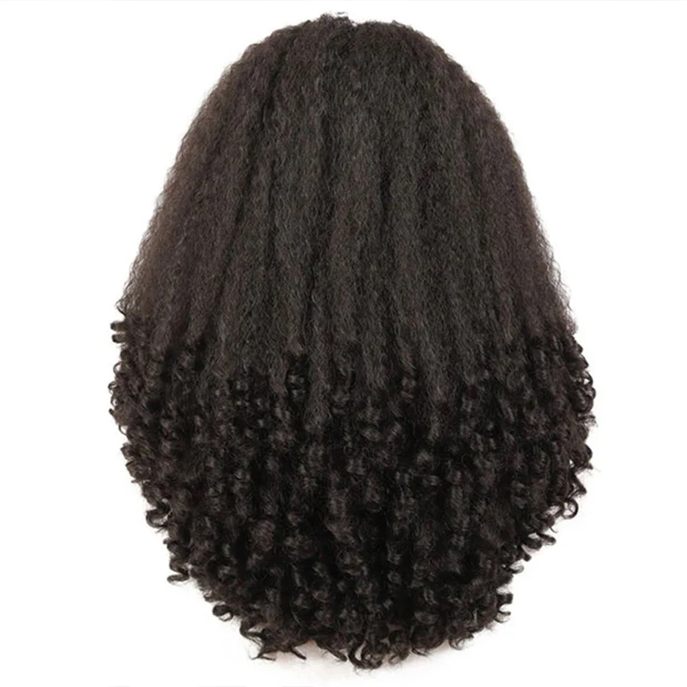 Kinky Straight Burmese Curly 3 IN 1 Half Wigs Human Hair Glueless Wigs Human Hair Half Wig Drawstring Kinky Straight Half Wig