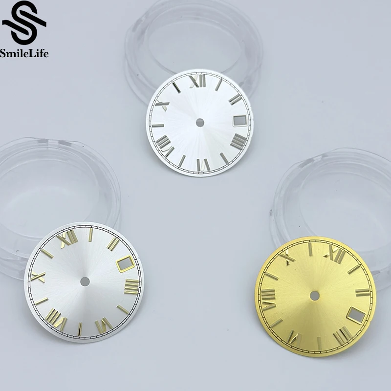 SmileLife 28.5mm Sunburst Roman Numeral Black Blue Green Red Sterile Watch Dial Fit NH35/NH36/4R/7S Movement Calendar Window