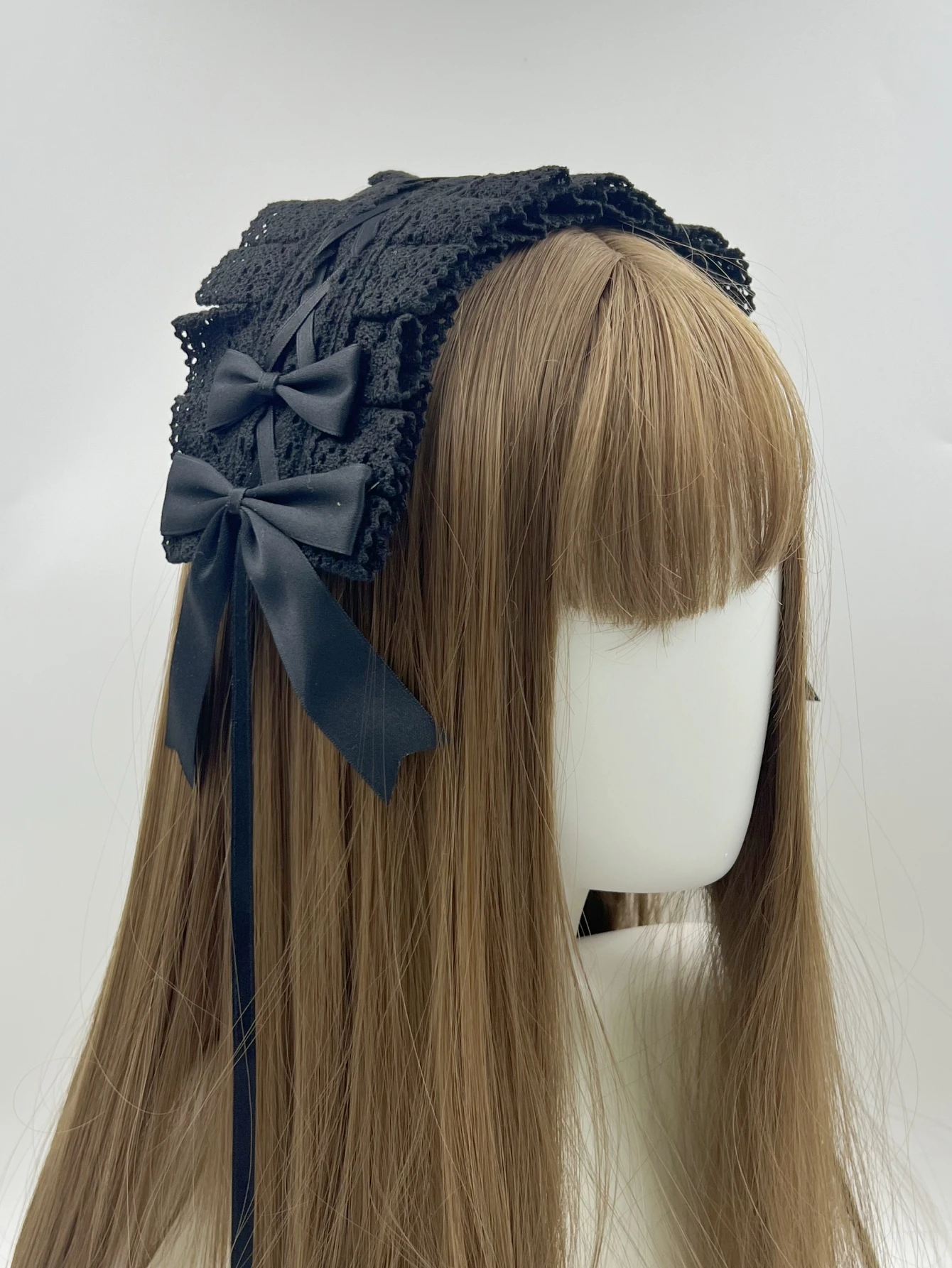 Frauen süße Baumwolle Spitze Gothic Lolita Stirnband Kopfschmuck Anime Dienst mädchen Haarschmuck Cosplay Kopf bedeckung Kopf bedeckung Haars pangen – Detail 2