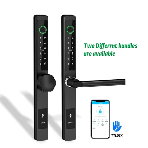 유럽 장붓 구멍 TTLock 방수 지문 RFID 카드 코드 키리스 스마트 전자 도어락, 유리 슬라이딩 알루미늄 도어용 3