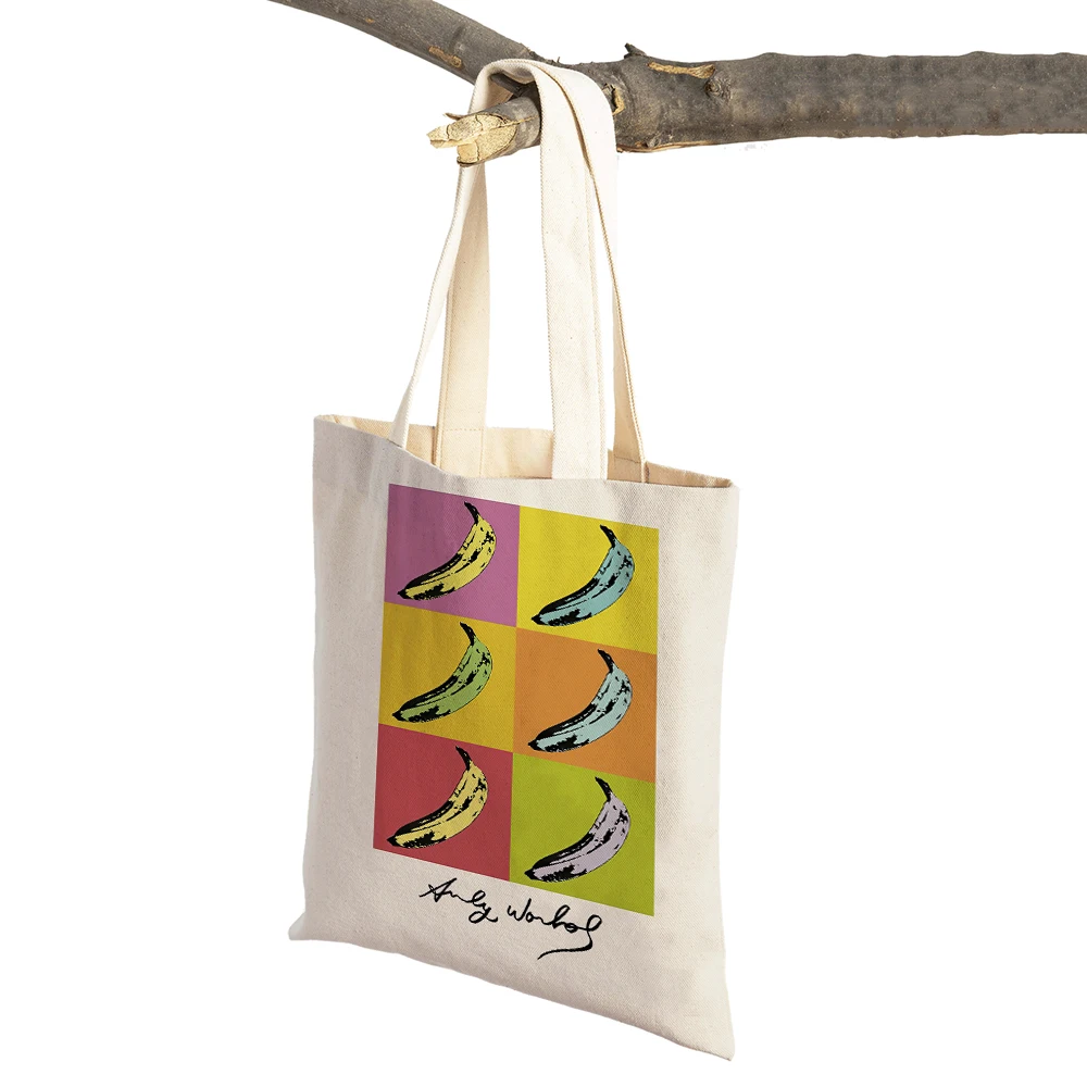 Andy Warhol Sunset Cat Cattle Banana Shopping Bag Double Print Eco