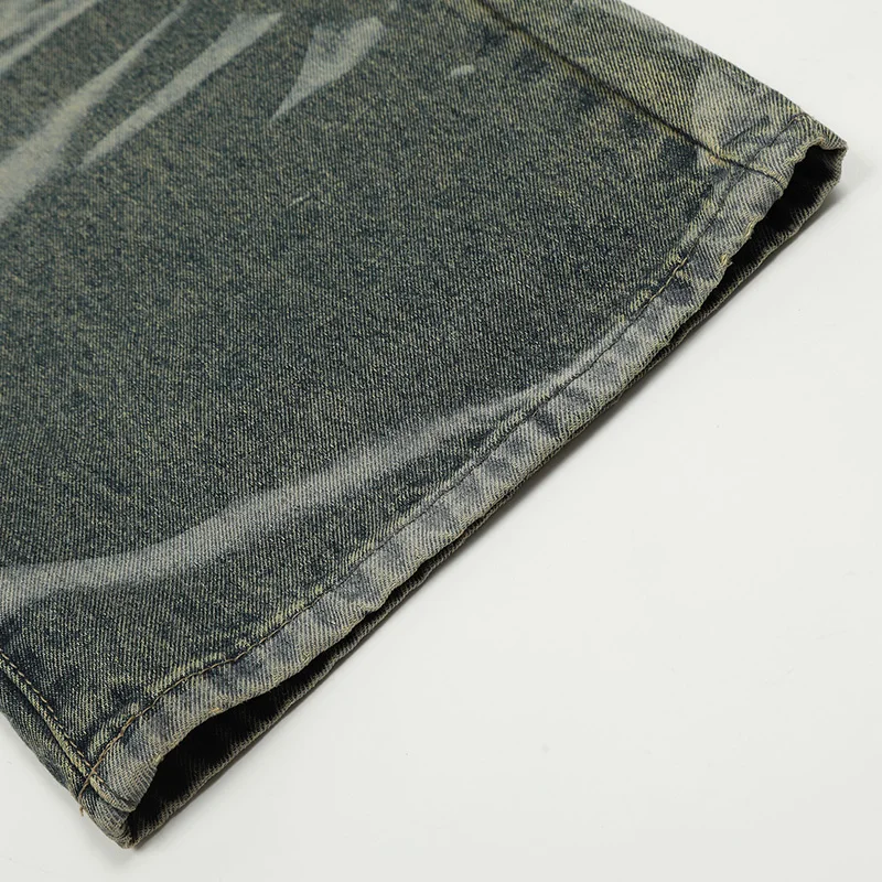 UPRAKF Straight-leg Jeans Distressed Denim Autumn Harajuku Basic High Street Pants Casual Pantalones