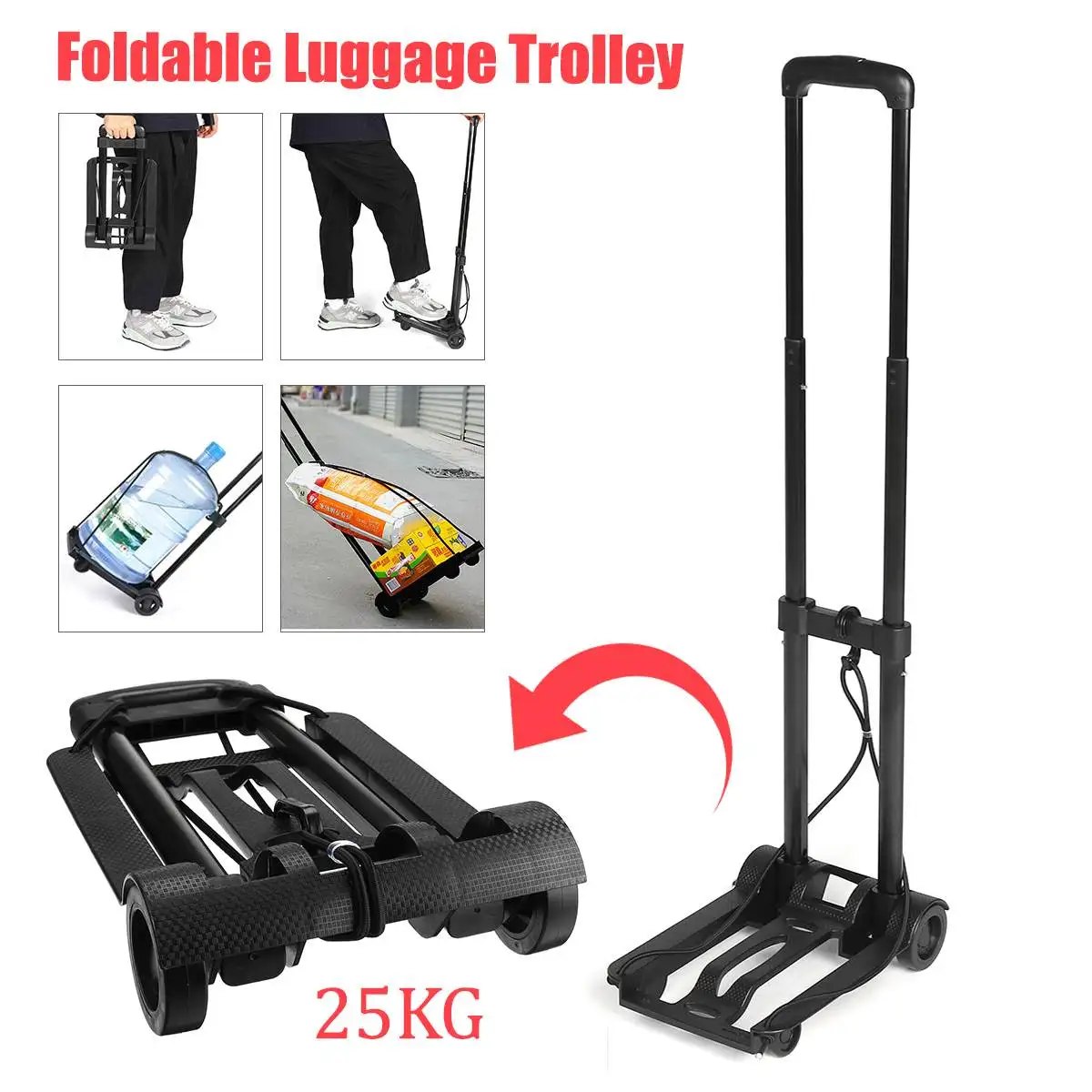 WEHOLY Trolley Cart Heavy Duty Aluminium 80kg Shopping Cart Foldable Sack Truck Barrow Cart Trolley Industrial Warehouse Truck Color : Red 
