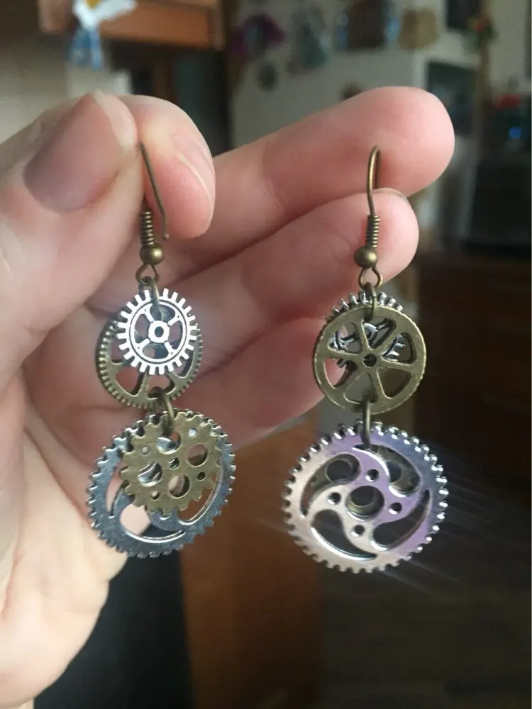 Personalized Watch Gear Pendant Earrings for Women