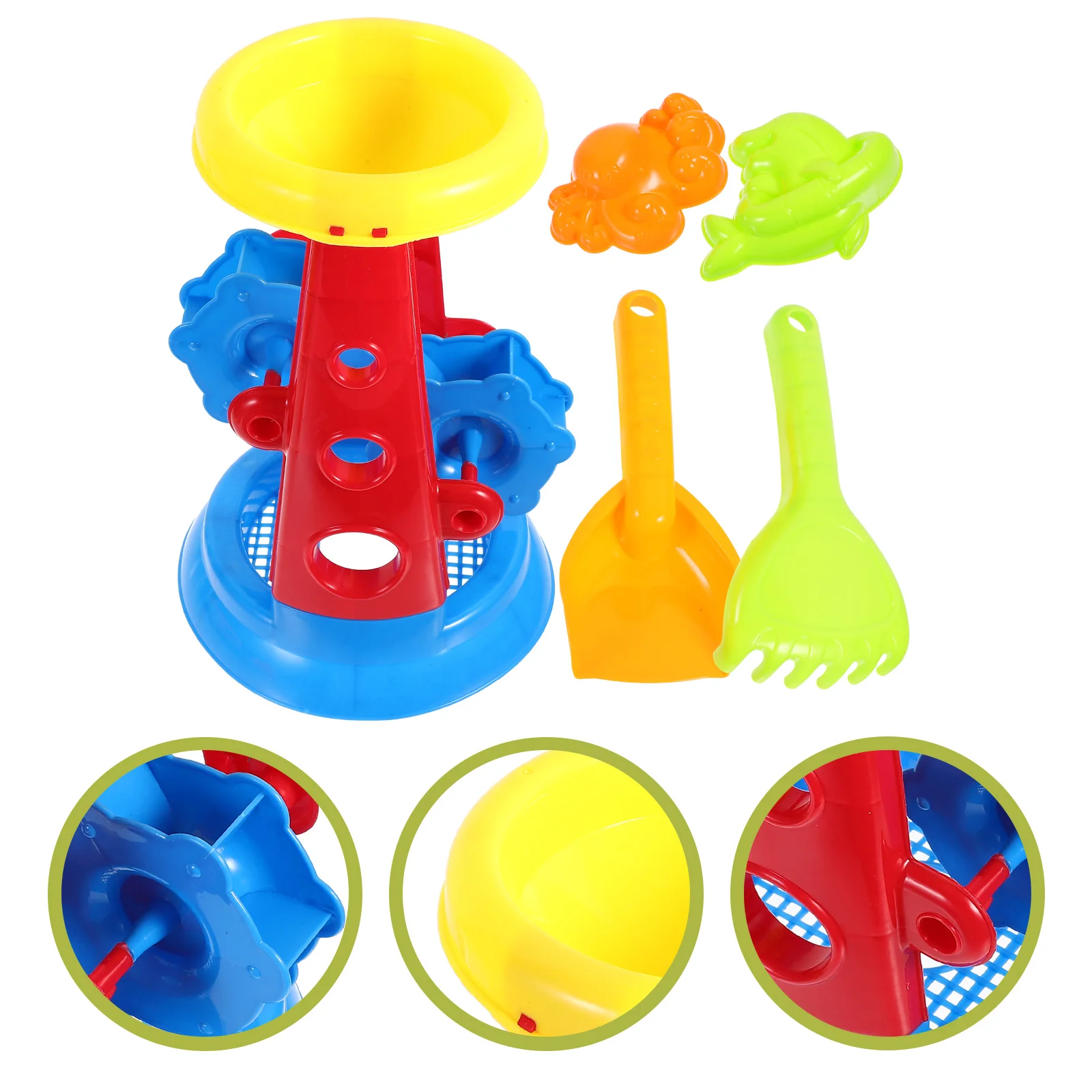

5PCS Plastic Beach Kids Beach Toys Set Sand Bucket Toy Sand Clock for Beach Kids Playing Outdoor