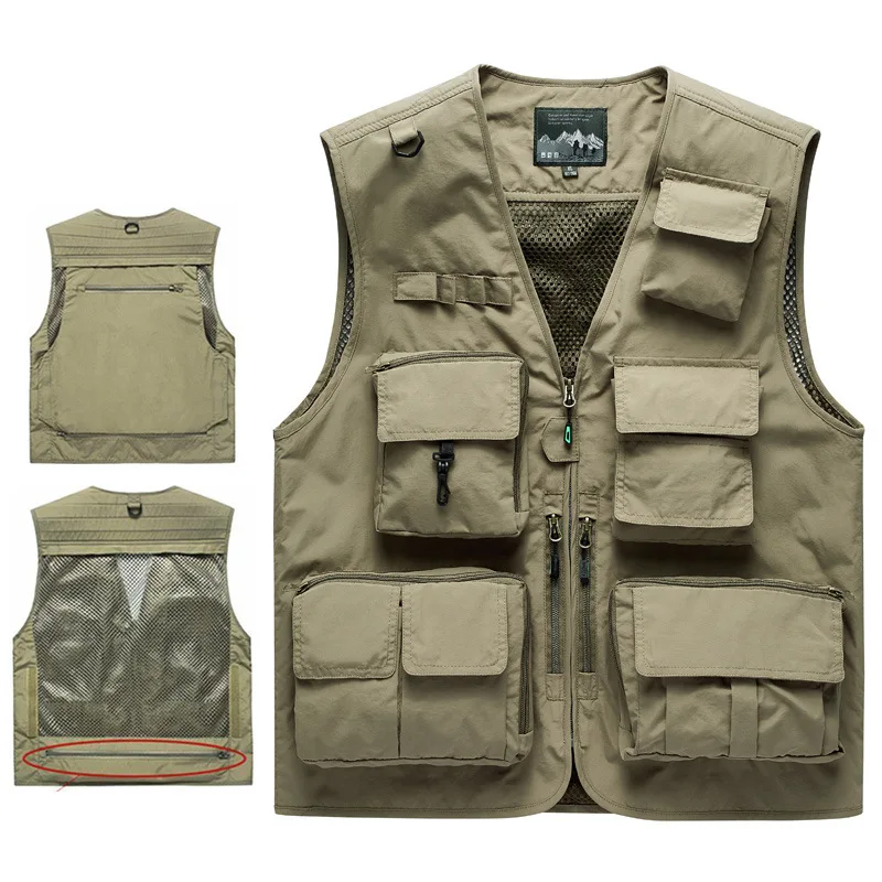 

Vest Fishing Sleeveless Men's Journalist Vest with Multi-functional Leisure Outdoor Shoulder, Multiple Seasons, Thin Pockets