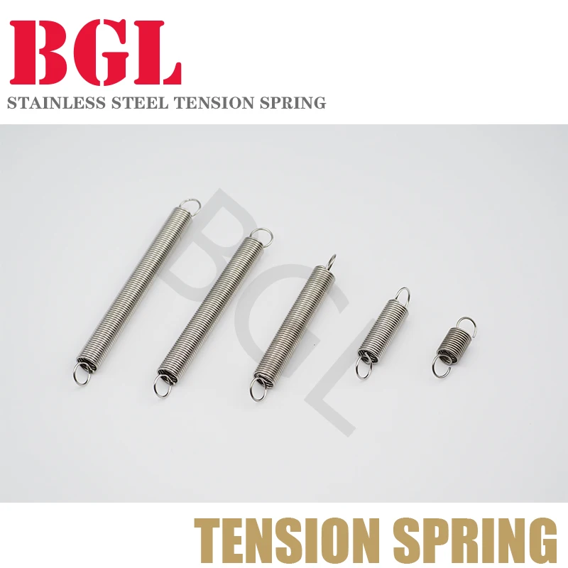 Tension Springs Tension spring 0.8mm 1mm 304 stainless steel extension spring OD 5mm-12mm length15mm to 120mm 5pcs/lot tension springs