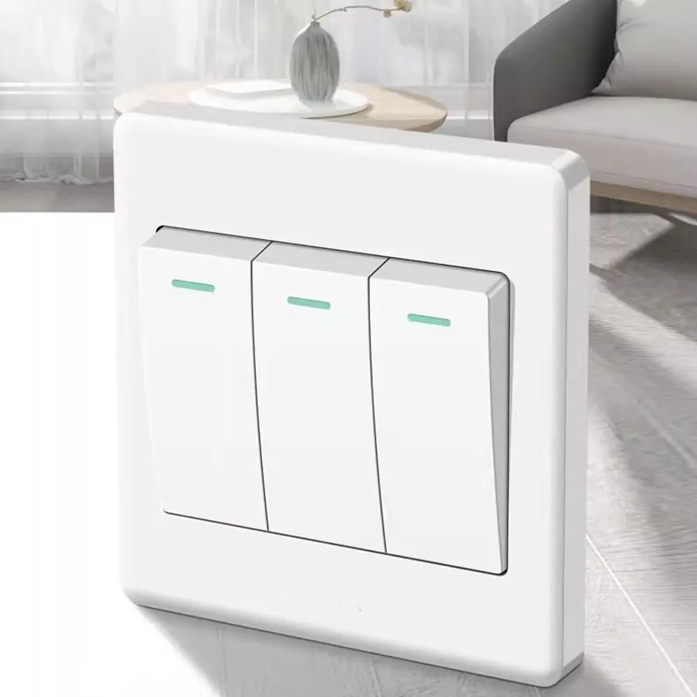 Description Picture 2 of itemwith LED Lamp Wall Switches New 1Way Button Home Accessories Wall Light Switch Panel Durable 1/2/3/4 Gang