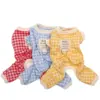 Pet Dog Knited JumpSuit Pajamas Plaid Design Soft Tracksuit