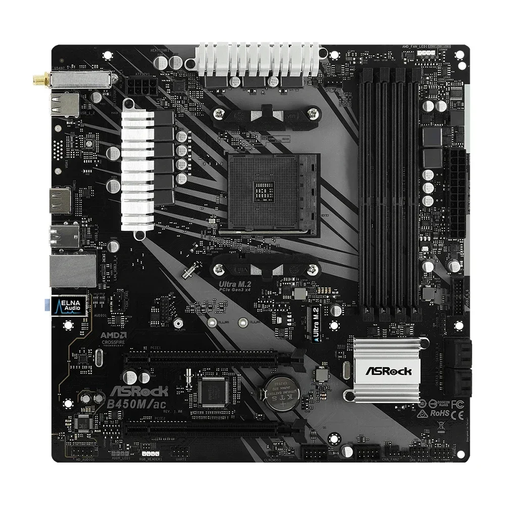 Материнская плата ASROCK B450M/AC с R5 5600 и 8 Гб * 2, поддерживает ...