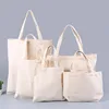 10 pcs  Reusable Shopping Bag Large Folding Tote Unisex Blank  Design Eco Foldable Cotton Canvas Handbag accept customize logo 2