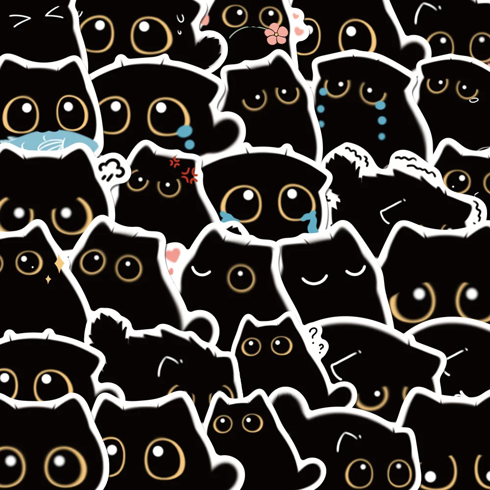 

10/40Pcs Cute Black Cat Waterproof Graffiti Sticker Aesthetic Decorative Luggage Laptop Cup Phone Diary Scrapbook Kids Stickers