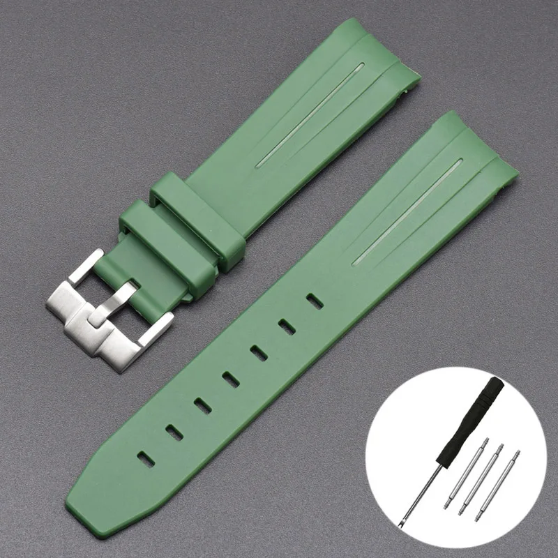 20mm Curved End Waterproof Rubber Sports Watch Strap