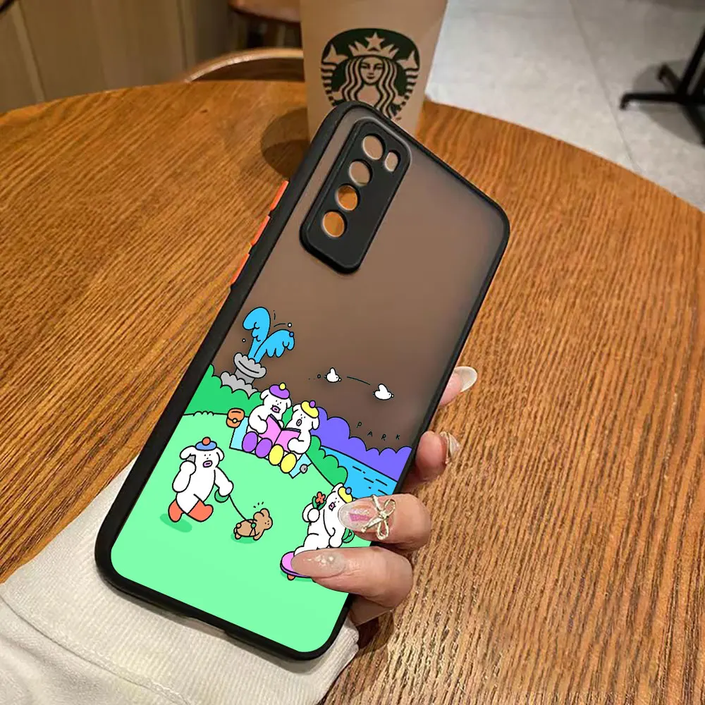 thumbnail image 1 of Matte Case for Huawei NOVA Y70 10 9 8SE 8 7SE 7I 7 6 5I 5 4 3I 4G 5G Case Funda Coque Capa Shell Cover White Pig Rabbit Cartoon, 1 of 5
