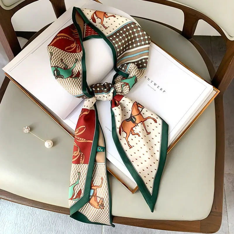 Foulard en Soie Satinée pour Femme, Accessoire de Mode en Satin pour