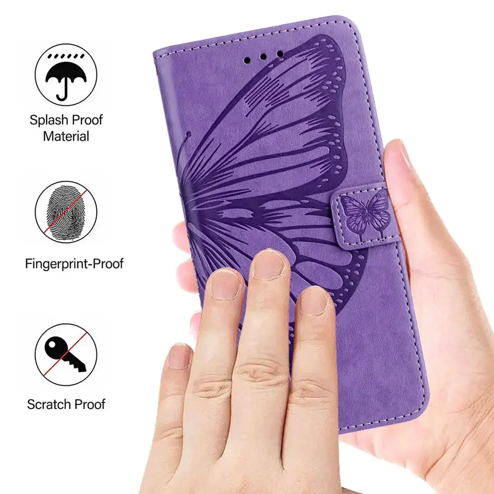 3D Butterfly Leather Flip Phone Case - Stylish & Durable Back Cover