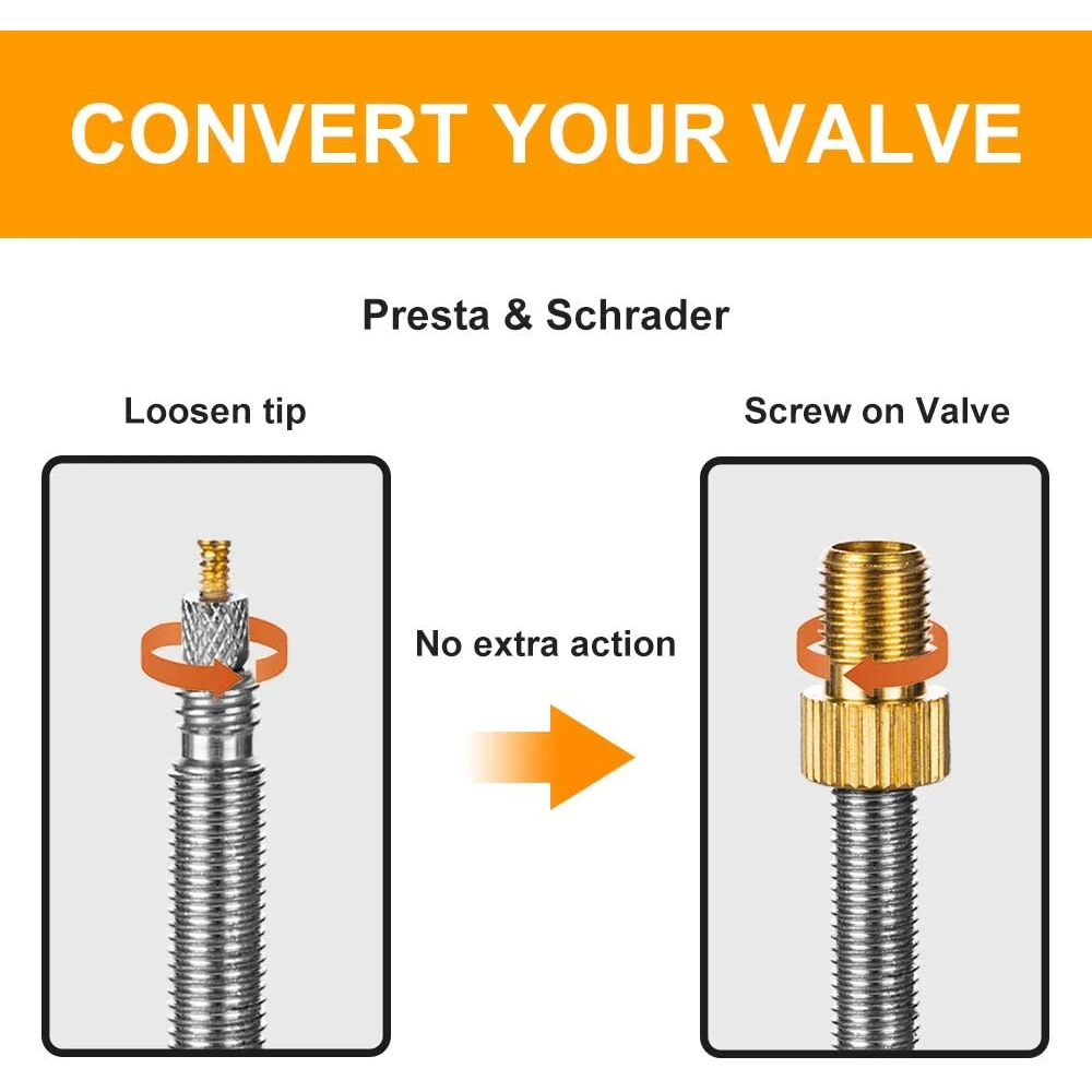 Presta Valve Adapter, Bike Convert Presta To Schrader Adaptor