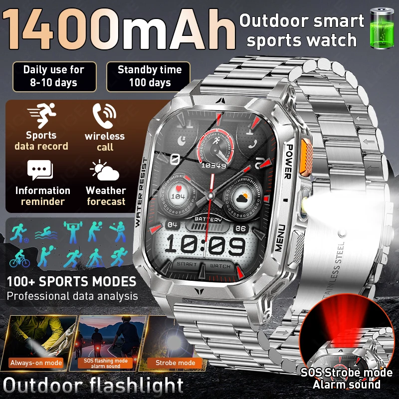 LIGE New 1400mAh Battery Watch 2.01" HD Large Screen Waterproof Men's Watches Sports Fitness Bluooth Call Smart_voghion.com