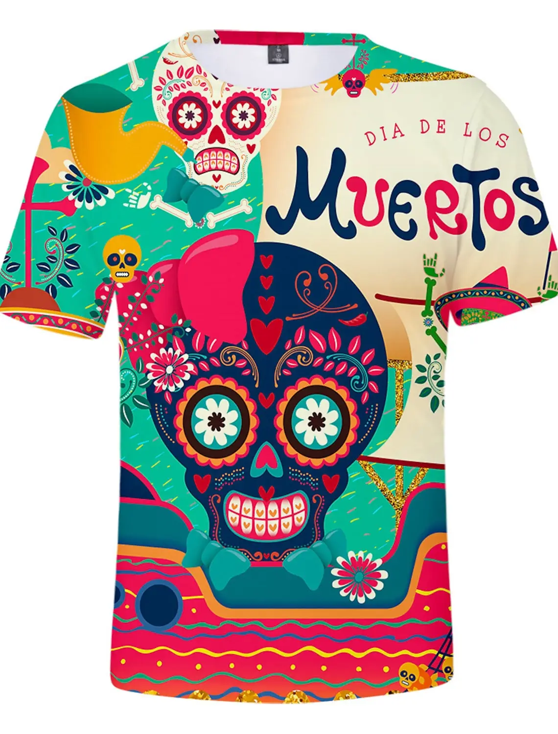 

Funny Sugar Skull Men's T-shirt Short Sleeve Halloween T-shirt For Man Women's Casual Tees Unisex Oversized Harajuku Clothing