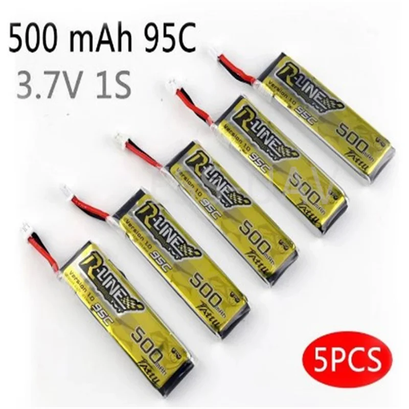 

5PCS Tattu R-Line 1.0 LiPo Rechargeable Battery pack 500mAh 95C 1S1P 3.7V with PH2.0 Plug for RC FPV Racing Drone Quadcopte