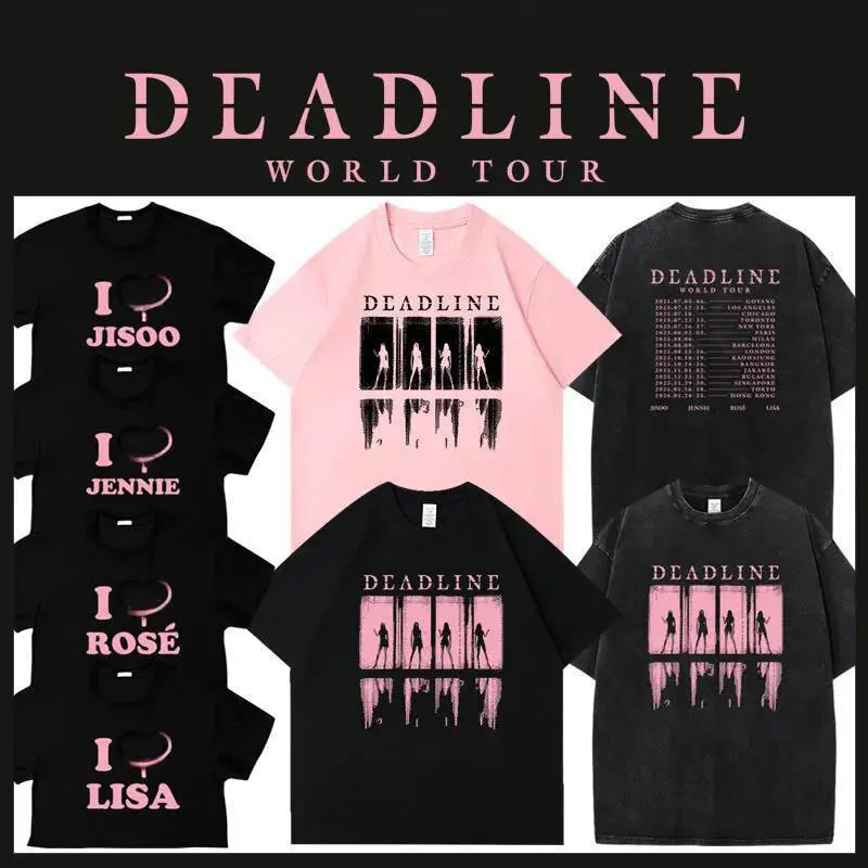 KPOP Bp Deadline Pink Tour T Shirt for Fans Gift Jennie Rose