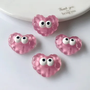 10Pcs Kawaii Cartoon Transparent Big Eye Cookies Resin DIY Shoes Hat Icebox Barrette Scrapbook Cream Glue Flat Back Resin - Thumbnail 6