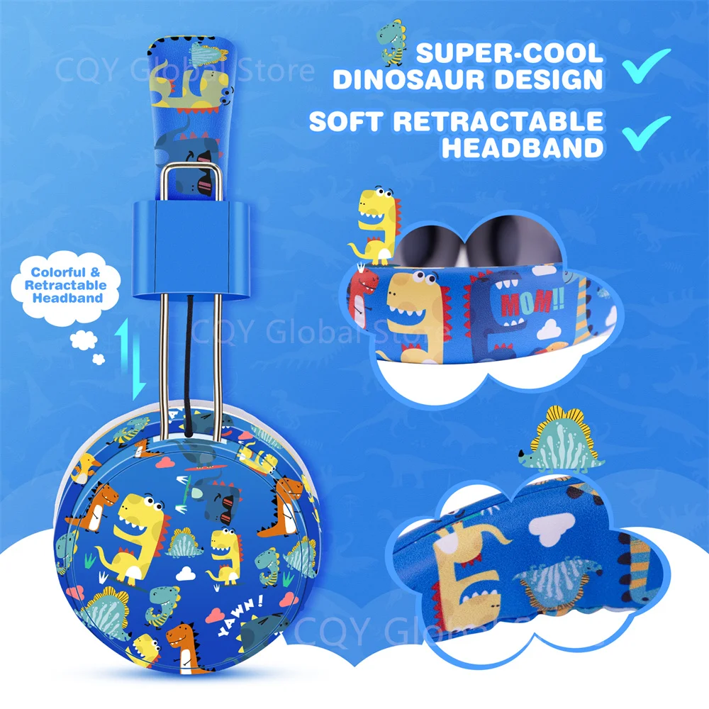 Auriculares inalámbricos con Bluetooth para niños y niñas, audífonos de  dinosaurio de dibujos animados, encantadores