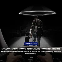 Xiaomi LED Automatic Rotating Umbrella With Reflective Stripe Reverse Light Umbrella Three Folding Inverted 10Ribs Windproof 2
