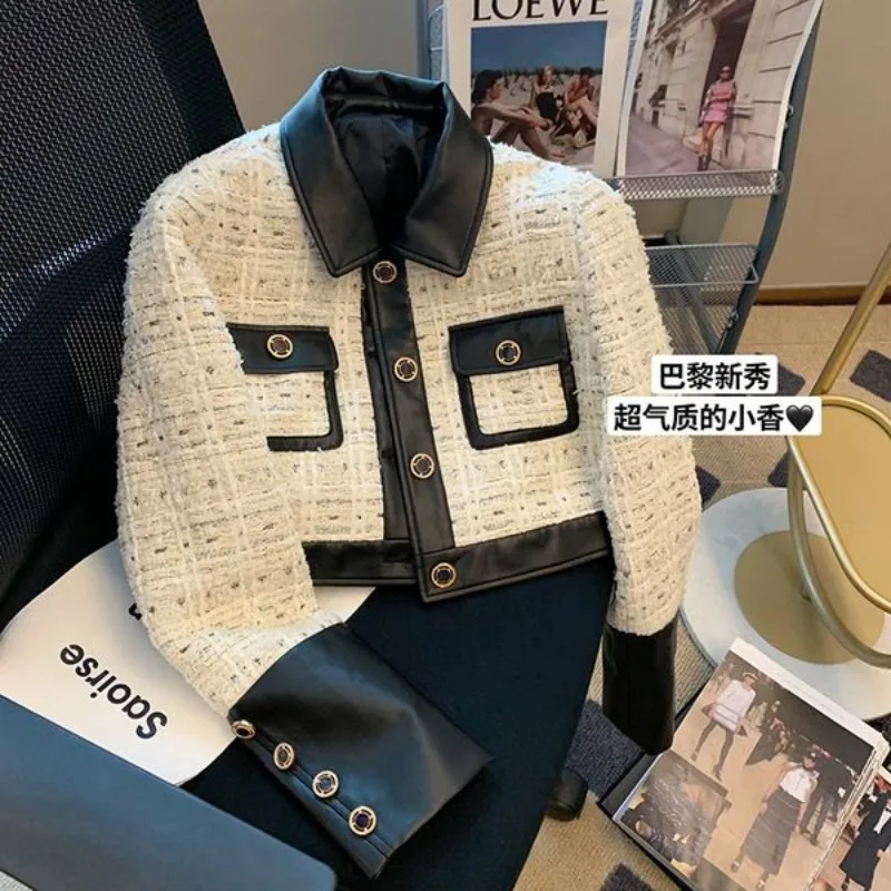 Patchwork Tweed Blazer Women Suit Jacket Autumn Winter Coat Harajuku Chic Buttons French Office Ladies Outerwear Women Clothes high end luxury korean suit white blazer jacket slim office ladies spring autumn coat long sleeve buttons chic casual blazers