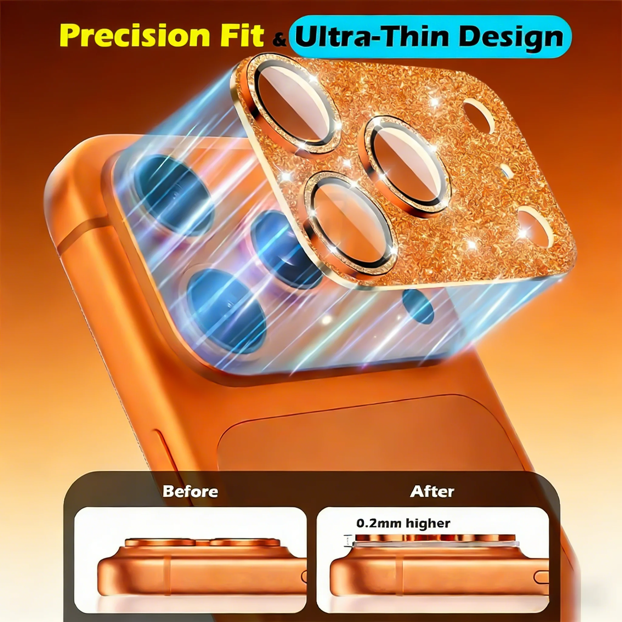 Glamorous Glitter Diamond Metal Camera Lens Protection Glass